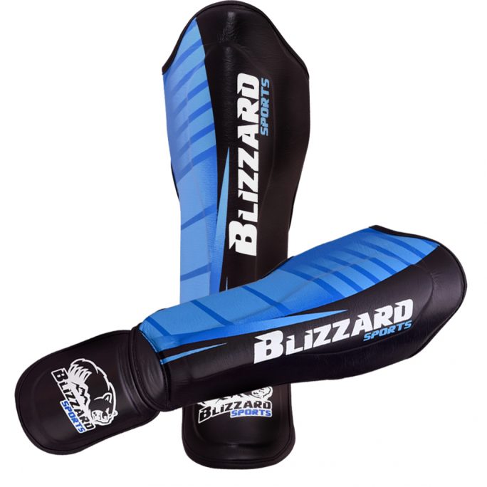 Blizzard Blue Leather Shin Pads