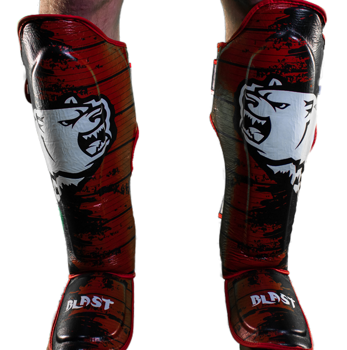 Blizzard Red Leather Shin Pads